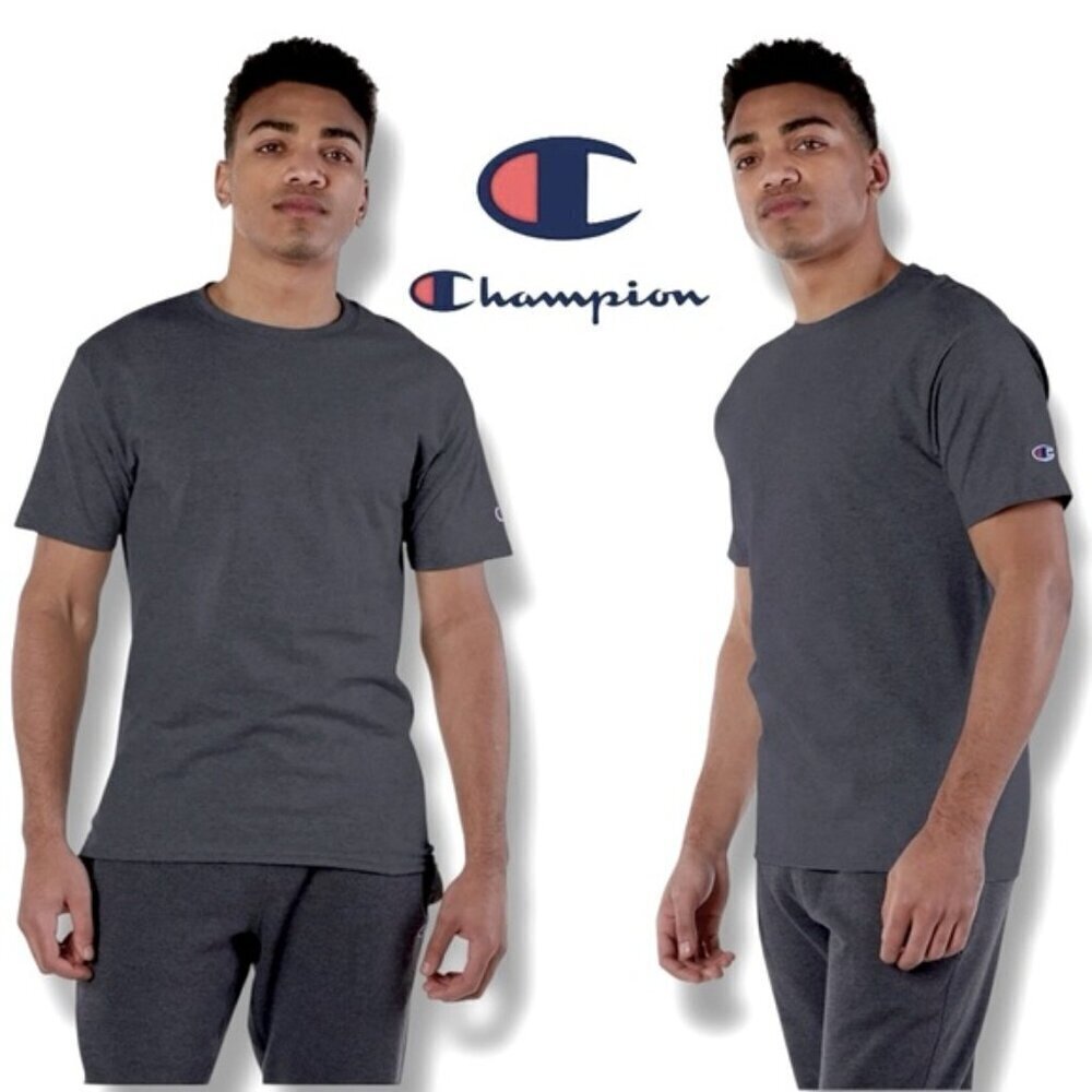 Champion Men's T Shirt Crew Neck Short Sleeve C Logo Unisex Charcoal Gray XL